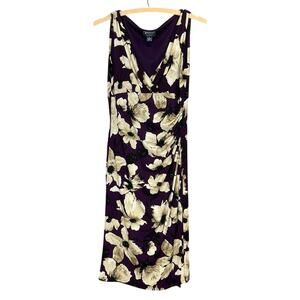 Women's American Living V-Neck Knee Length Elegant Sleeveless Floral Dress -Sz 4